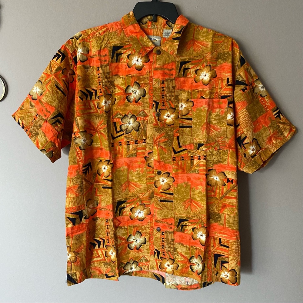 HOBIE Floral Tropical  Button Down Hawaiian Shirt